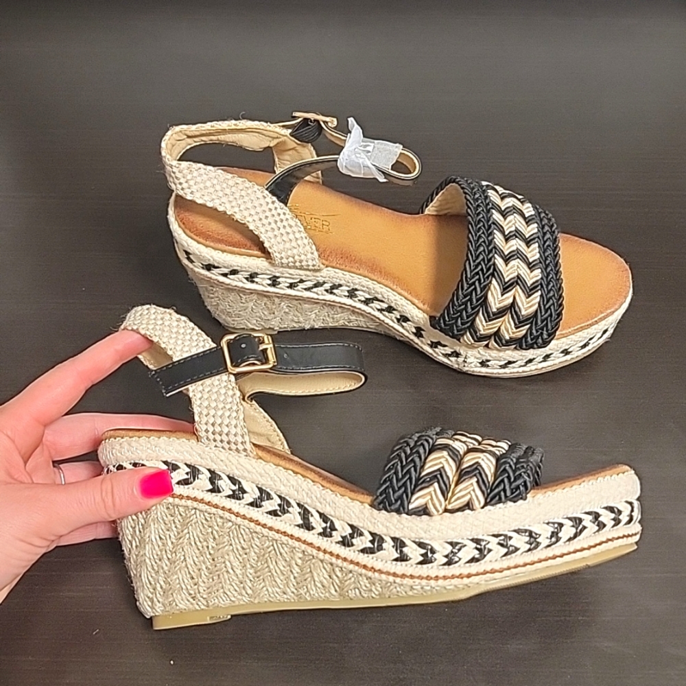 NEW Espadrille Wedge Rope Sandals Womens Size 6